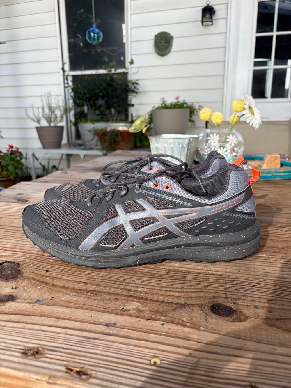 ASICS Torrance Trail Men’s 13 Black Gray Orange Trail Running Shoes 1021A314